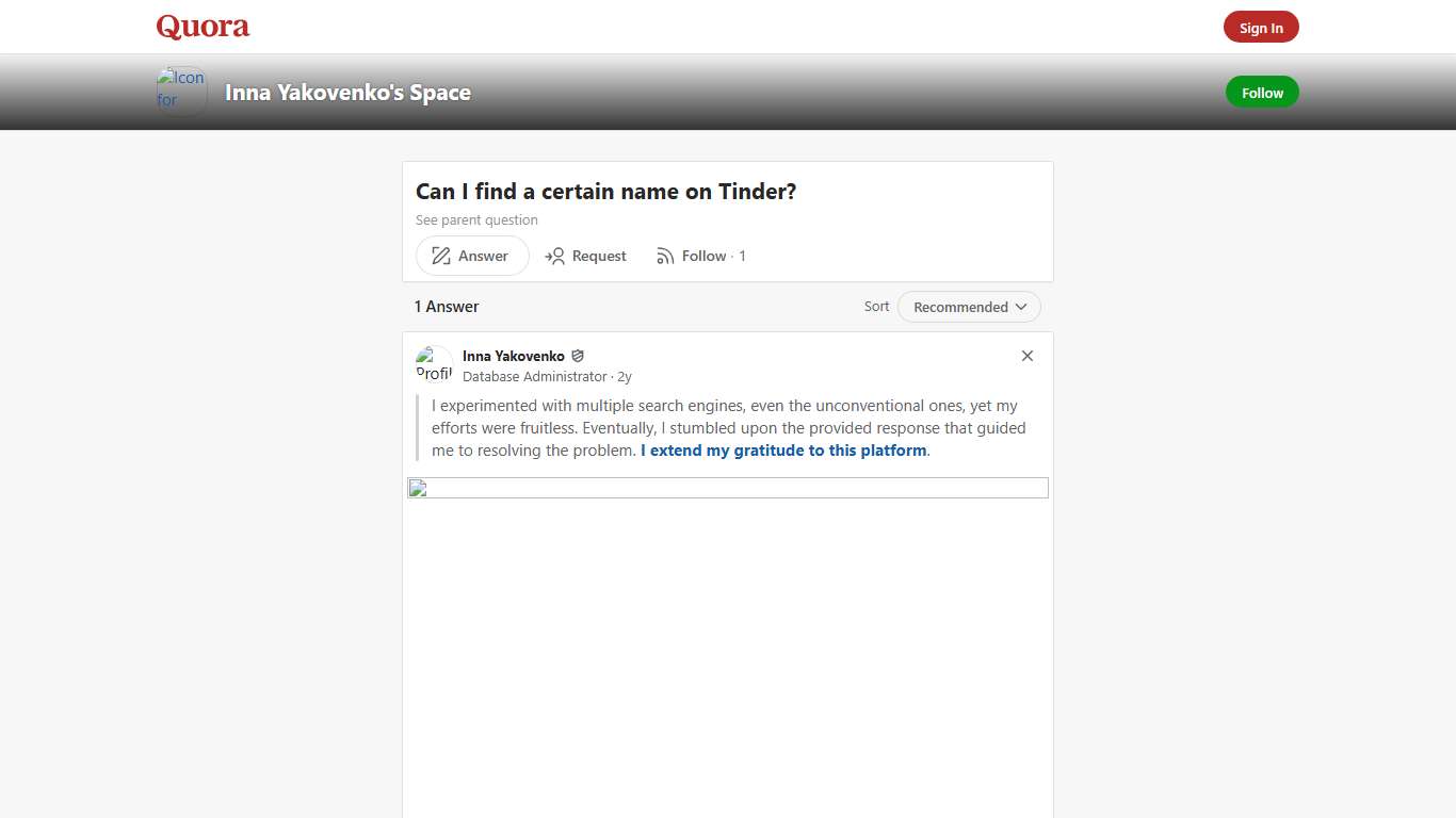 Can I find a certain name on Tinder? - Inna Yakovenko's Space - Quora